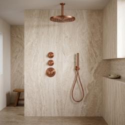 Aquanello Eterna Inbyggt duschset i PVD-koppar med termostat och 2 avstängningskranar 25 cm ET-S-SET2-2-62